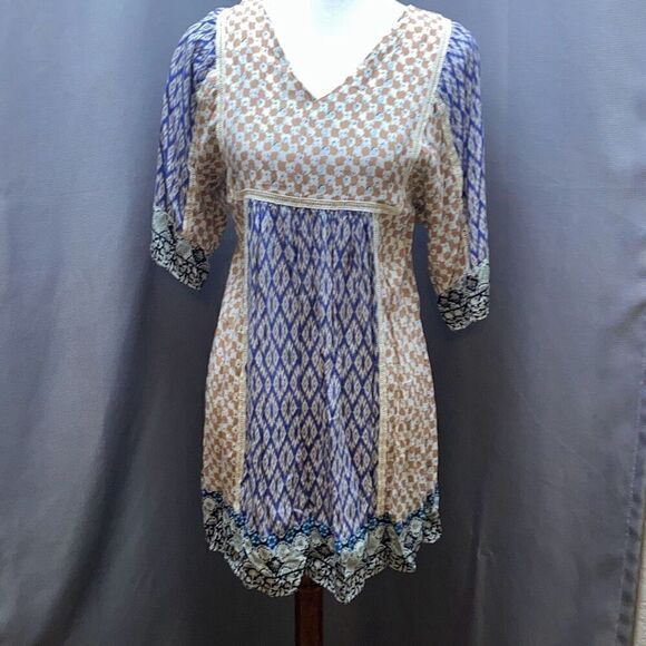 Sundance boho hippie peasant dress XS short & sweet patchwork - Picture 2 of 10